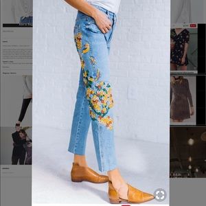 Free People Embroidered Jeans